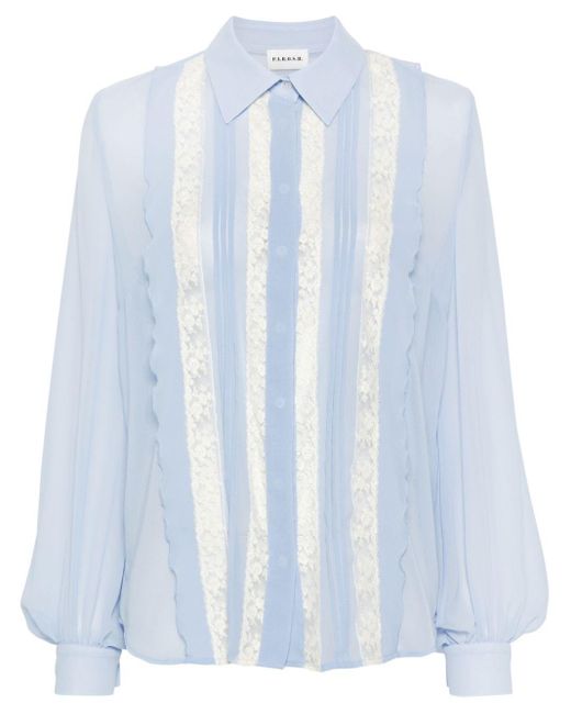 P.A.R.O.S.H. Blue Lace-panelling Shirt