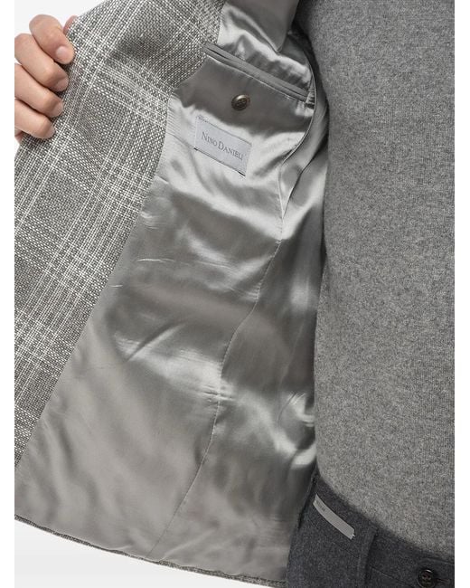 Corneliani Gray Checked-Pattern Single-Breasted Blazer for men