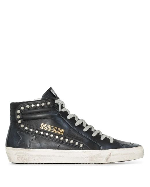 Golden Goose Deluxe Brand Black Slide Distressed Studded Sneakers