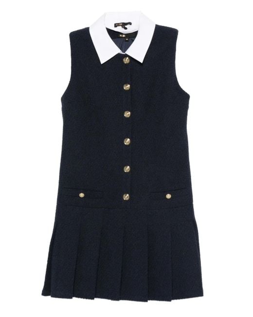 Abito Con Colletto Plissettato di Maje in Blue