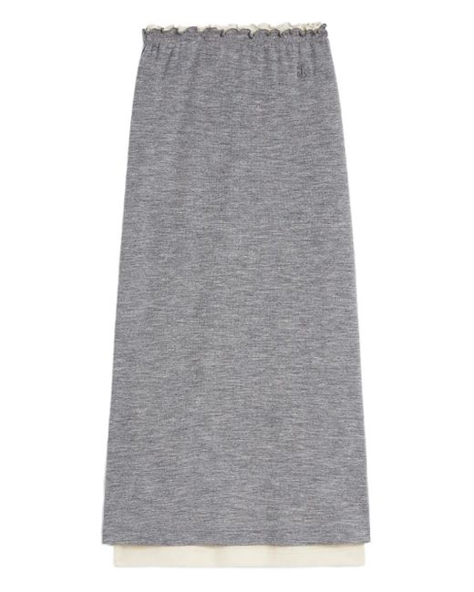 Jil Sander Gray Lightweight Wool Layered Skirt