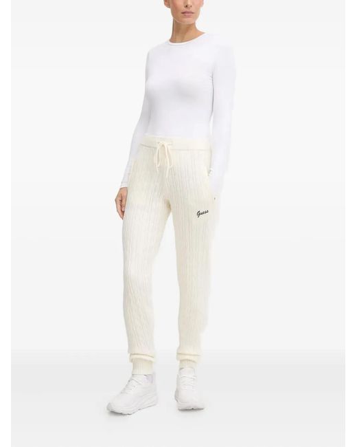 Guess White Cable-Knit Track Pants