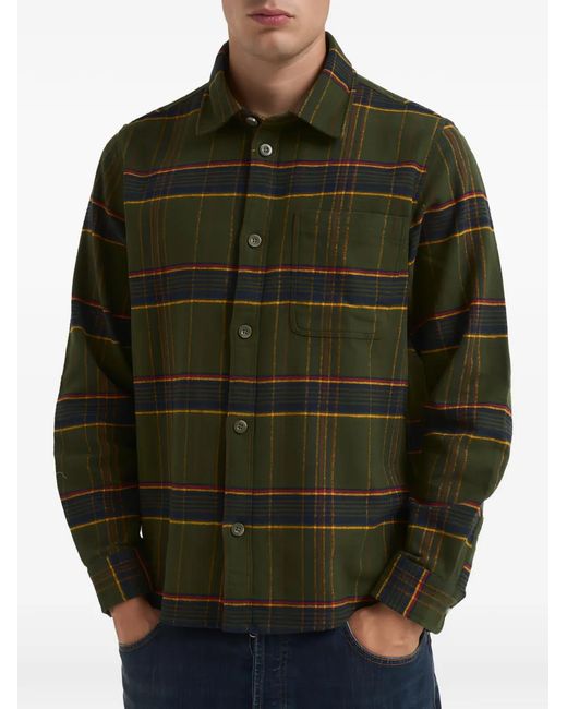 Les Deux Green Check-Pattern Chest-Pocket Shirt for men
