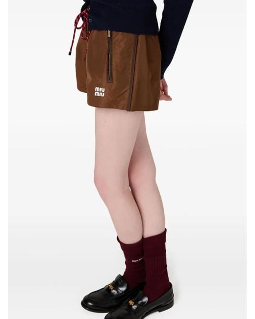 Miu Miu Brown Technical Drawstring Shorts