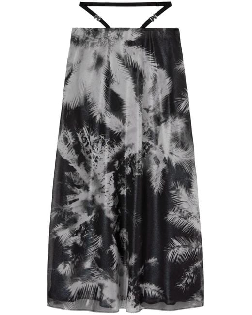 Palm Angels Gray Blueprint Midi Skirt