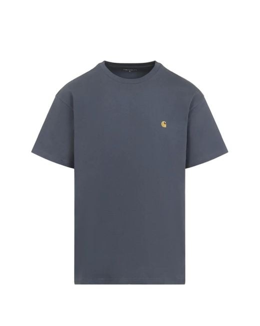 Carhartt Blue Chase Logo-Embroidered T-Shirt for men