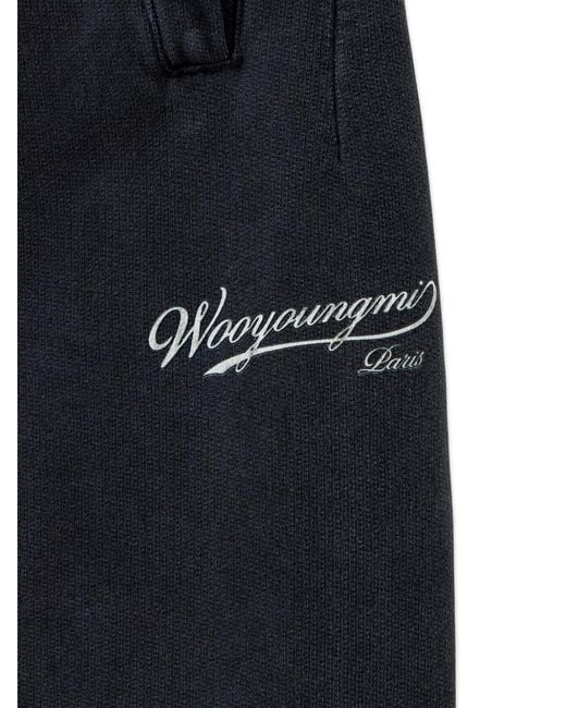 Wooyoungmi Blue Wide-Leg Drawstring Trousers for men