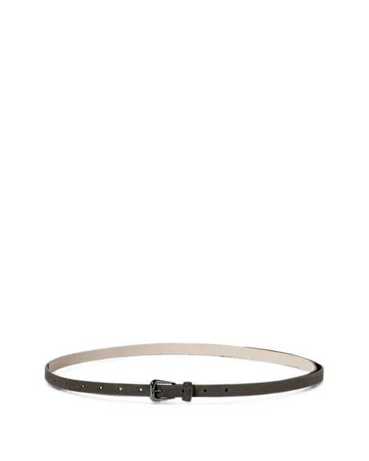 Brunello Cucinelli White Suede Belt With Shiny Loop