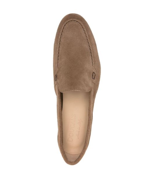 Doucal's Brown Almond-toe Suede Loafers
