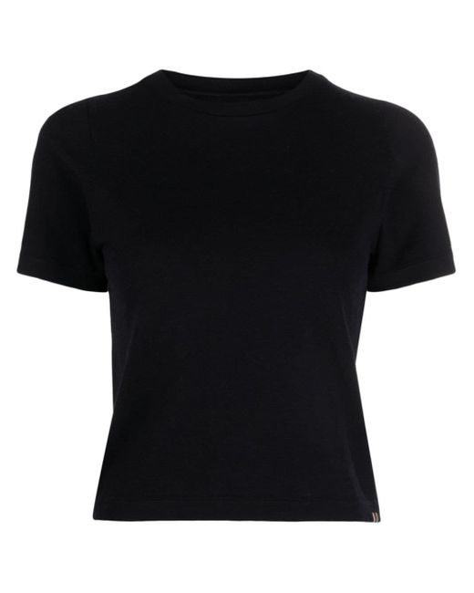 Extreme Cashmere Black Tina Short-sleeve Knitted Top
