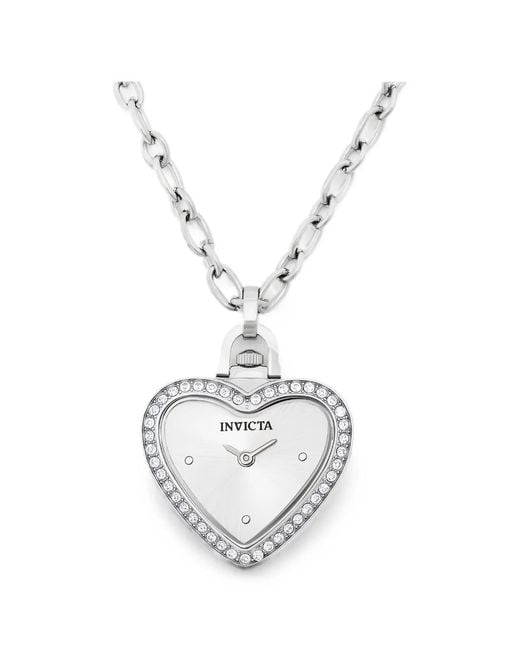 INVICTA WATCH White Mini Angel Heart-Shaped Crystal-Embellished 28Mm Necklace Watch