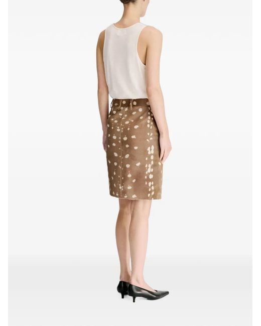 Loulou de Saison Natural Mica Deer-Print Pony-Effect Mid Skirt