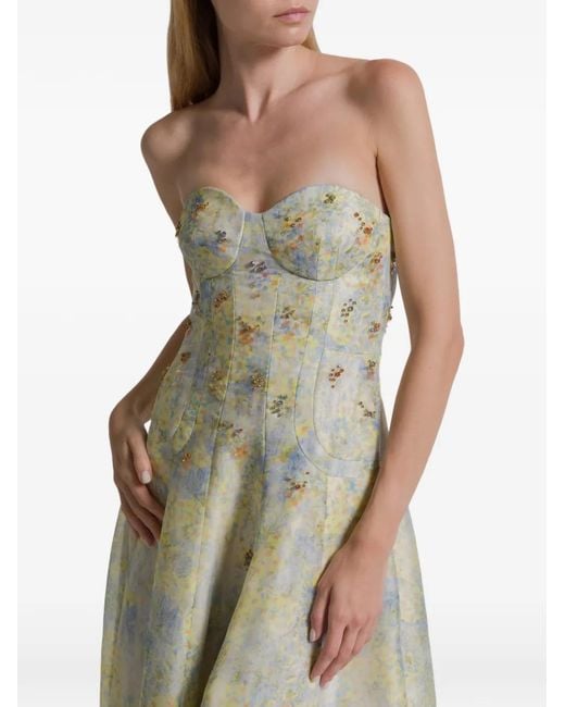Alberta Ferretti White Floral Midi Dress