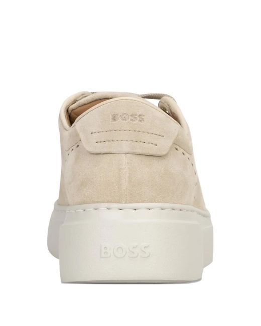 Boss Natural Suede Trainers With Hidden Wedge