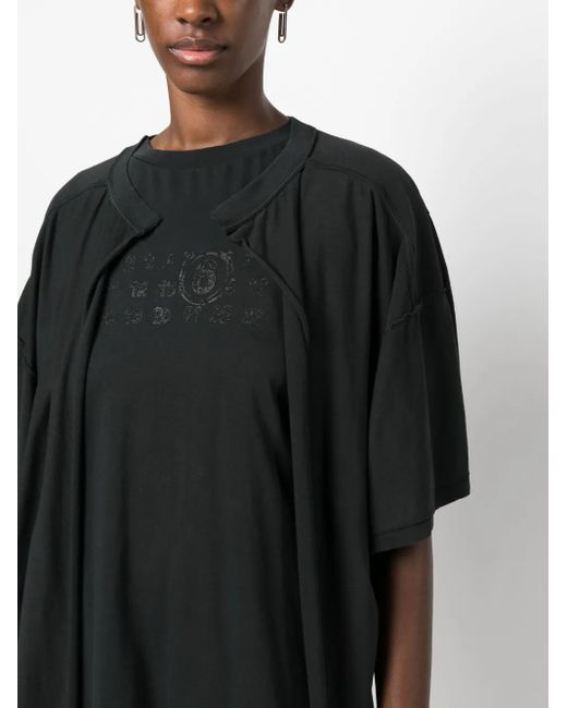 MM6 by Maison Margiela Black Numbers-Print Cotton Playsuit