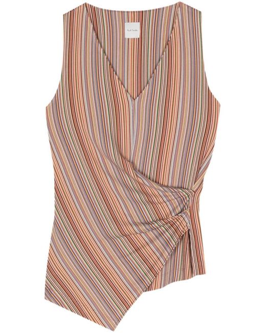 Paul Smith Pink Gathered Detail Striped Blouse
