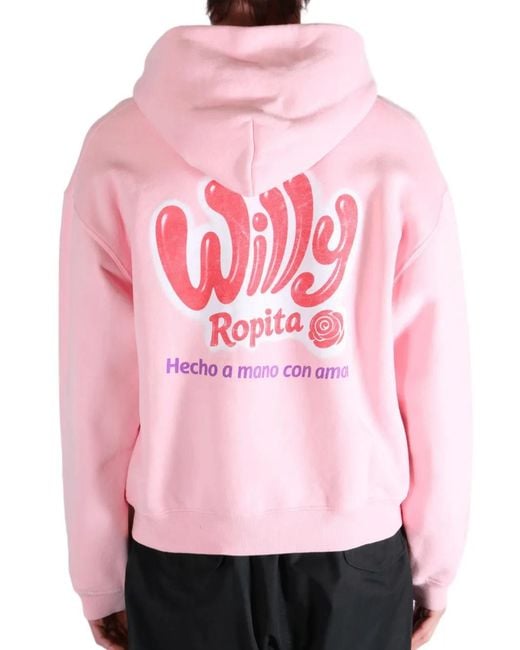 Willy Chavarria Pink Willy Ropita Shrunken Logo-Print Zip-Up Hoodie for men
