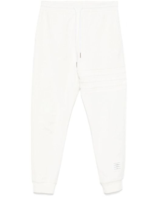 Thom Browne White 4 Bar Stripe Track Pants for men