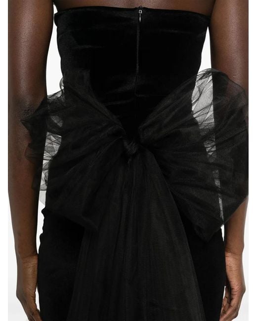 Atu Body Couture Black Bow-Detail Velvet Gown