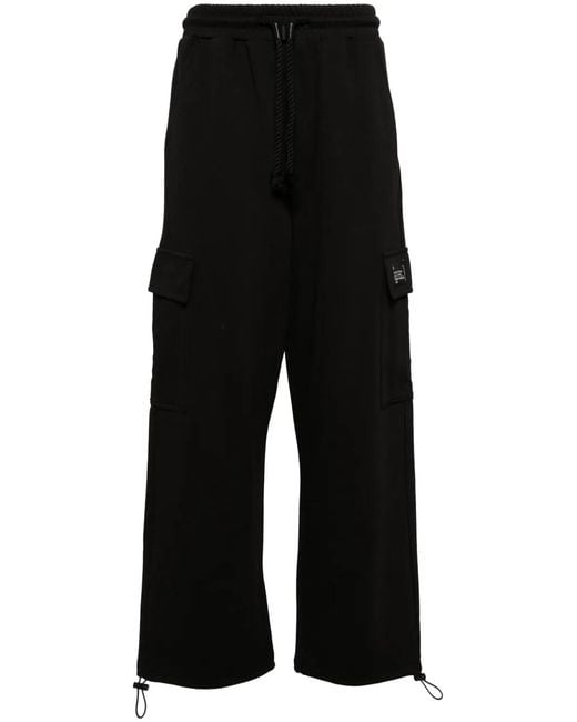 FIVE CM Black Logo-Patch Cargo Track Pants for men