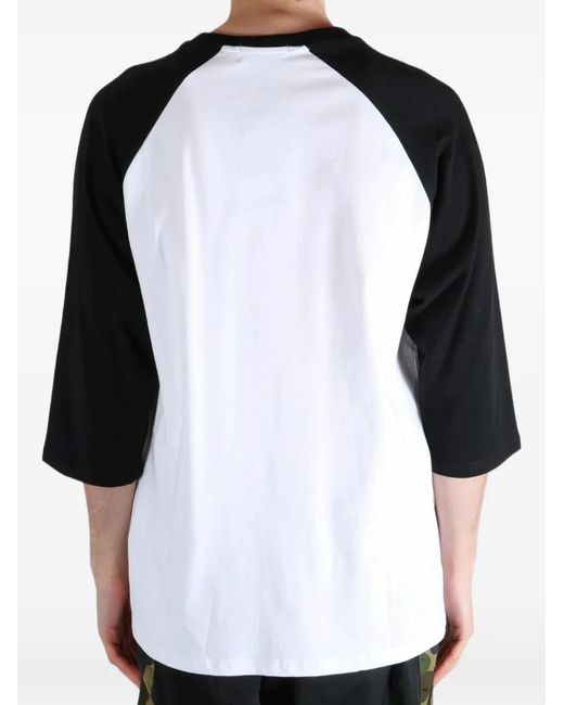 A Bathing Ape Black College Logo-Print Raglan-Sleeve T-Shirt for men