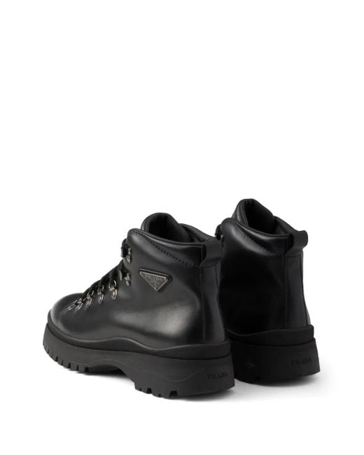 Prada Black Brixxen Leather Boots for men