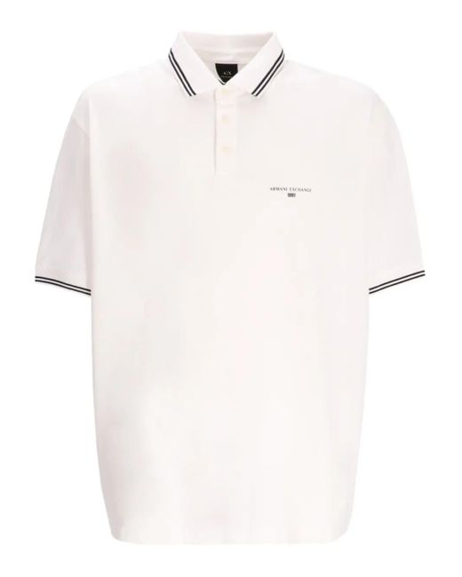 Polo Con Colletto A Punta di ARMANI EXCHANGE in White da Uomo