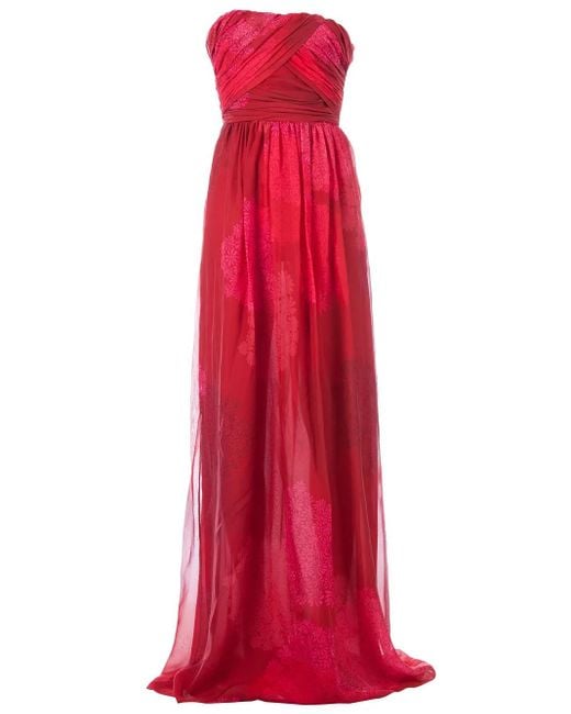 Giambattista Valli Red Floral Print Maxi Dress