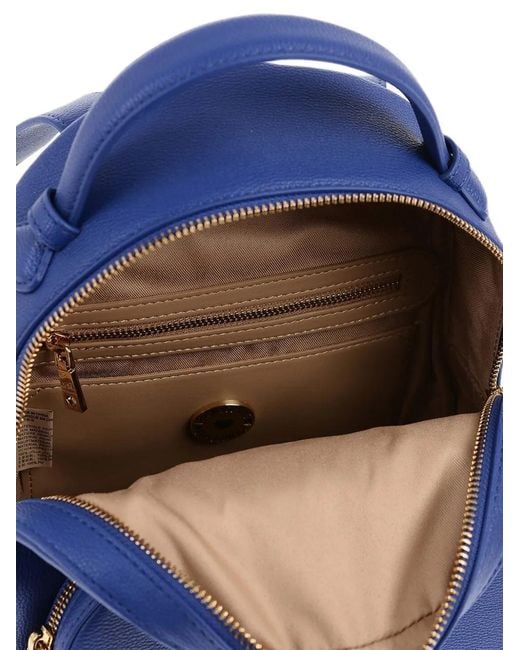 Moschino Blue Logo-Plaque Grained-Effect Backpack