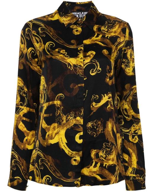 Versace Black Watercolour Couture-print Shirt
