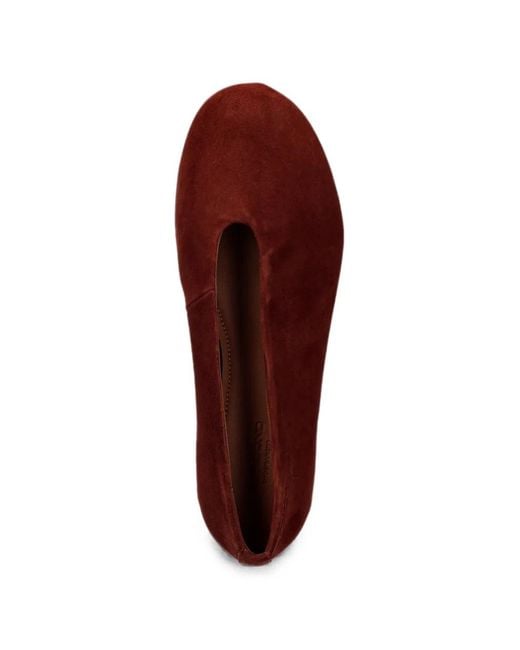 Vagabond Red Aleya Suede Almond-Toe Ballet Flats