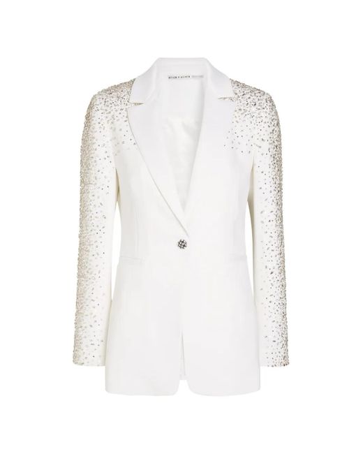 Alice + Olivia White Blazer Breann À Ornements En Cristal