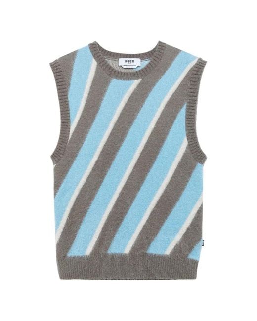 MSGM Pullover Mit Diagonalen Streifen in Blue für Herren