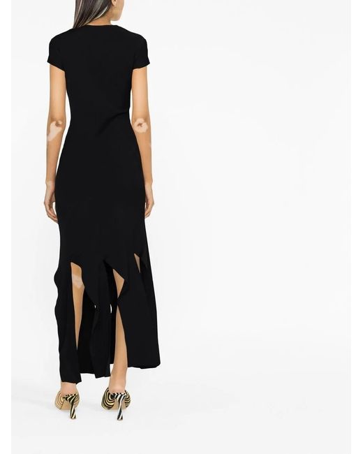 Stella McCartney Black Fringe-Hem Striped Midi Dress