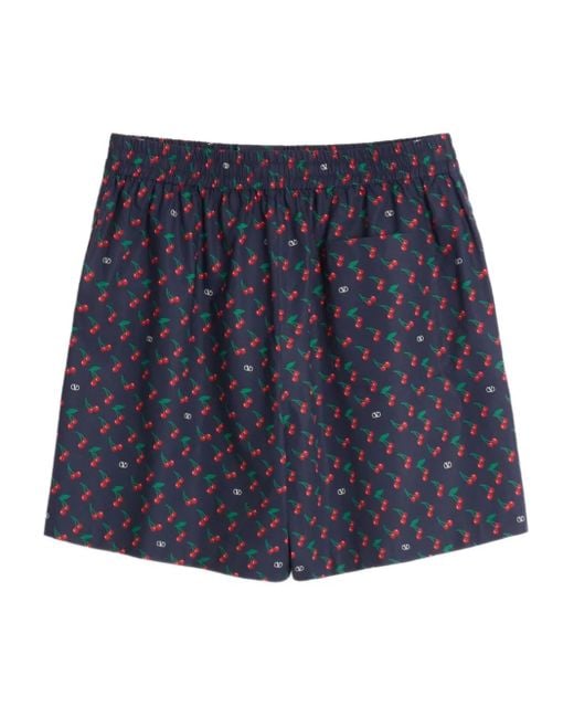 Valentino Garavani Blue Cherry Print Shorts for men