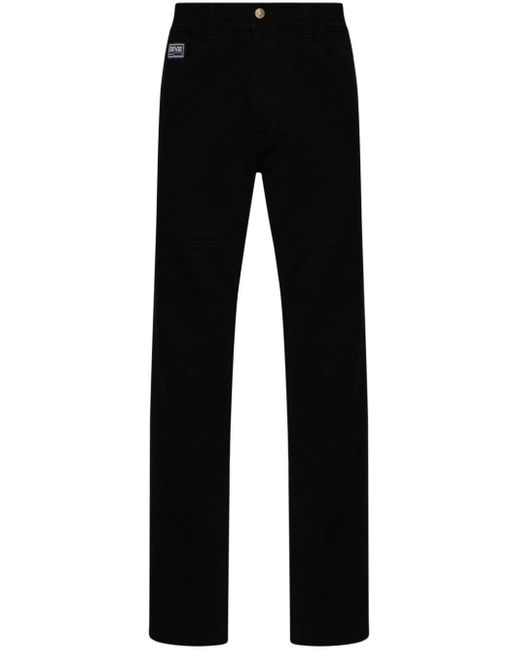 Versace Straight-Leg-Jeans mit Einsätzen in Black für Herren