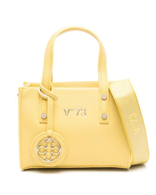 V73 Yellow Elara Logo-lettering Tote Bag