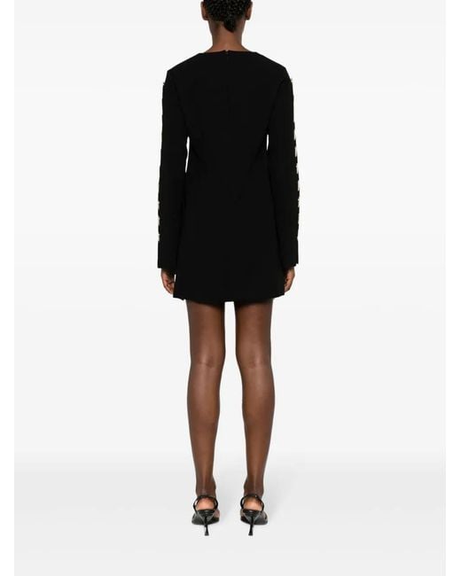 Jonathan Simkhai Black Appliqué-Detail Long-Sleeve Minidress