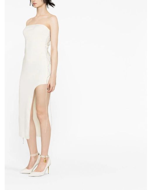 GIUSEPPE DI MORABITO White Lace-Up Midi Dress