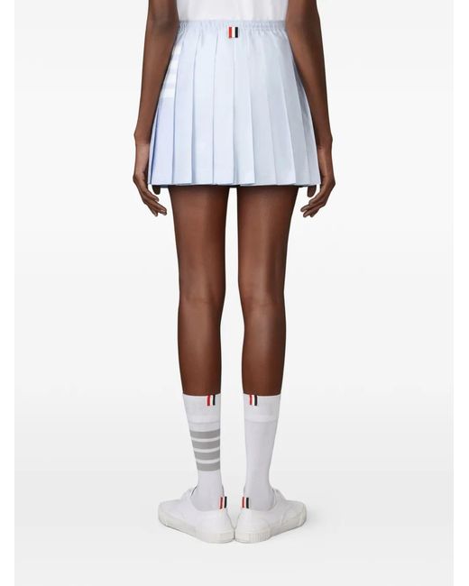 Thom Browne Blue Minijupe Plissée À Lien De Resserrage