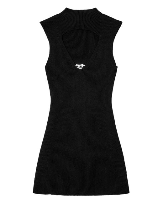 DIESEL Black M-Oloni-Short Keyhole-Neck Ribbed Mini Dress