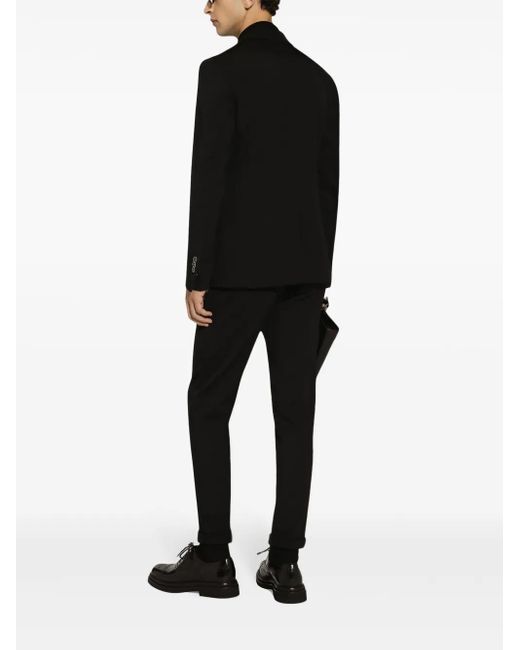 Dolce & Gabbana Black Pressed-Crease Tapered Trousers for men