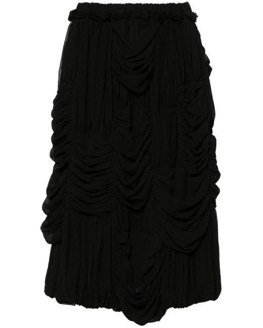 Jupe mi-longue à design drapé Comme des Garçons en coloris Black