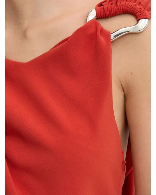 Stine Goya Red Cut-Out Ring-Detail Maxi Dress