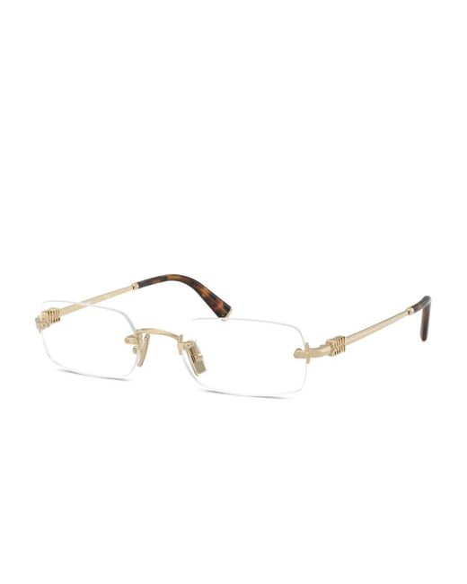 Miu Miu Metallic Rimless Rectangle-Frame Glasses
