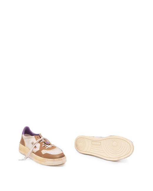 Autry Pink Medalist Distressed Leather Sneakers for men