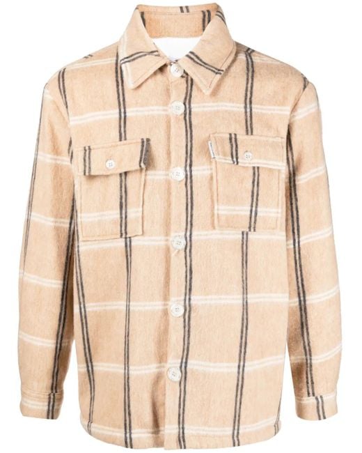 FAMILY FIRST Natural Jersey-Fleece Check-Plaid Shirt for men