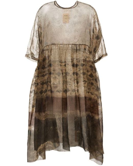Uma Wang Natural Abstract-print Midi Dress
