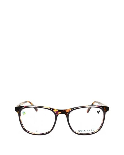 Cole Haan Black Tortoiseshell-Effect Rectangle-Frame Glasses