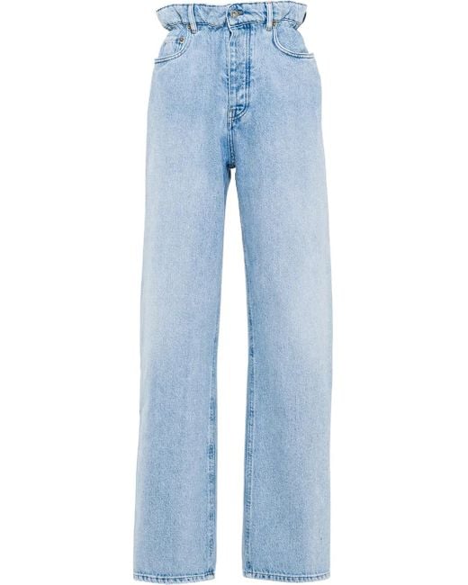 Miu Miu Blue High-Waisted Straight-Leg Jeans